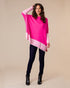 Classified Oversized Jumper with Stripe Sleeves - Hot Pink/White