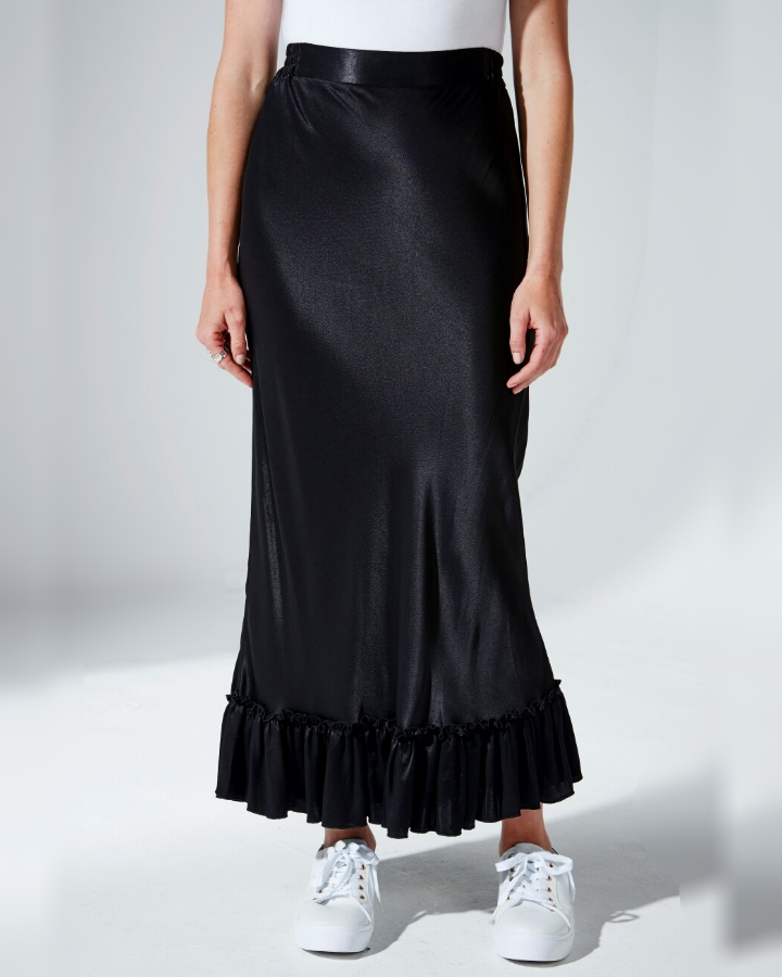 Black skirt hotsell with ruffle hem