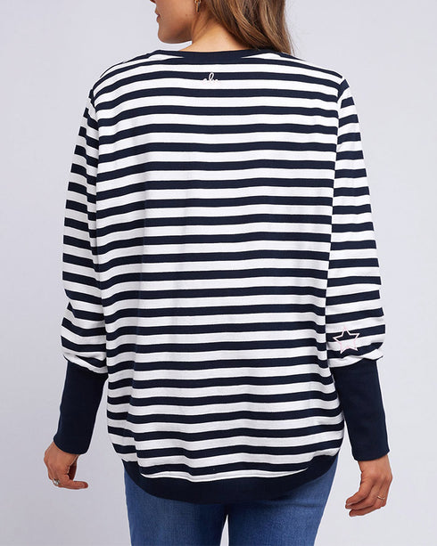 Elm Kayla Crew Sweatshirt Navy/White Stripe