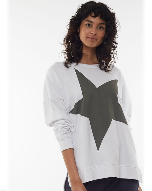 Elm Super Star Sweat Shirt White/Khaki Star
