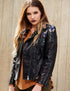 Embroidered Lined Pleather Jacket