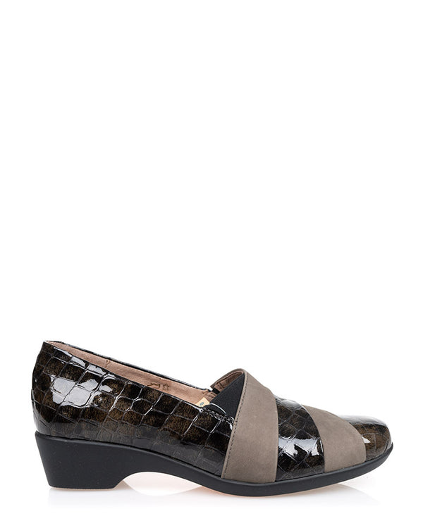 Everest Taupe/Grey Wedge Shoe