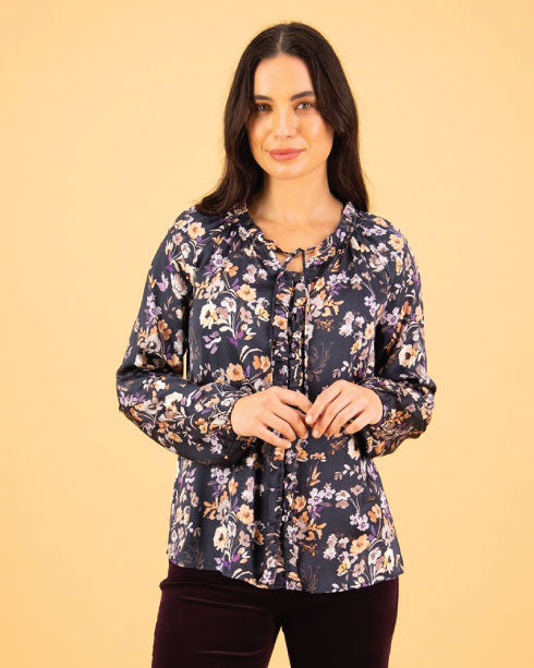 Vassalli  Flora Printed V Neck Top