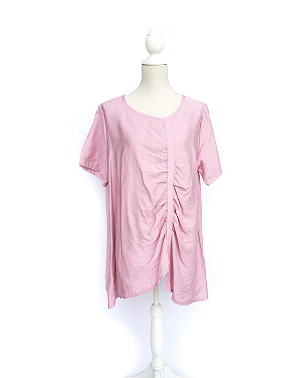 Front Gather Top Glam Pink