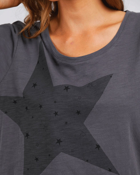 Elm Falling Stars  cotton Tee - Charcoal