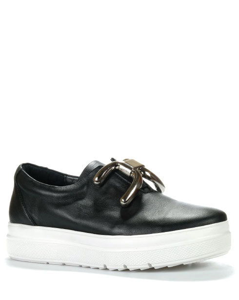 Gelato Bianca Leather Shoe - Black/ Silver