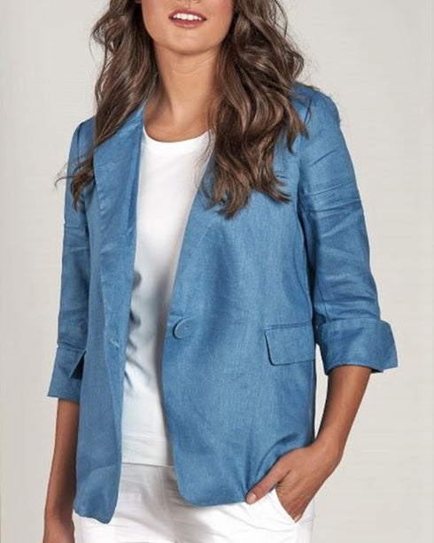 Linen Jacket Azure Blue