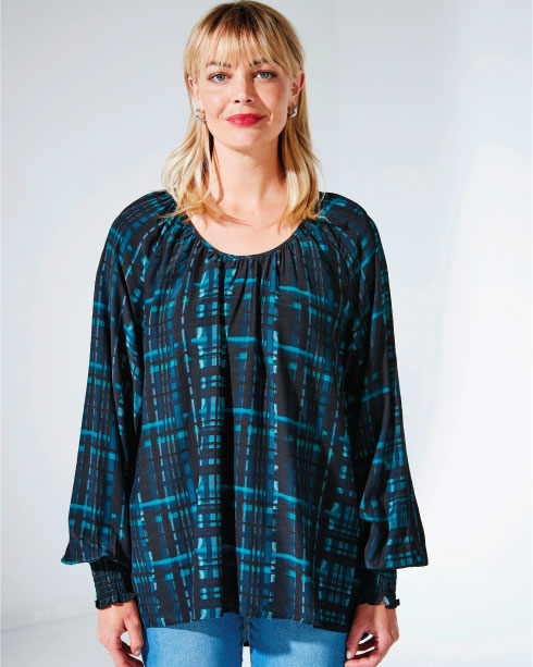 Duo Lourdes Shirred Top - Teal