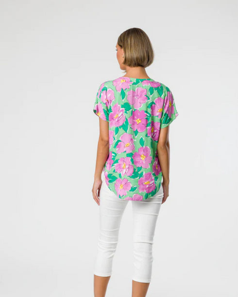 Democracy Marcia Printed Blouse- Green
