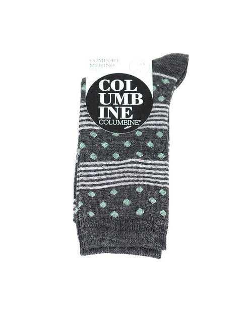Merino Socks Dot Stripe Greys/Green