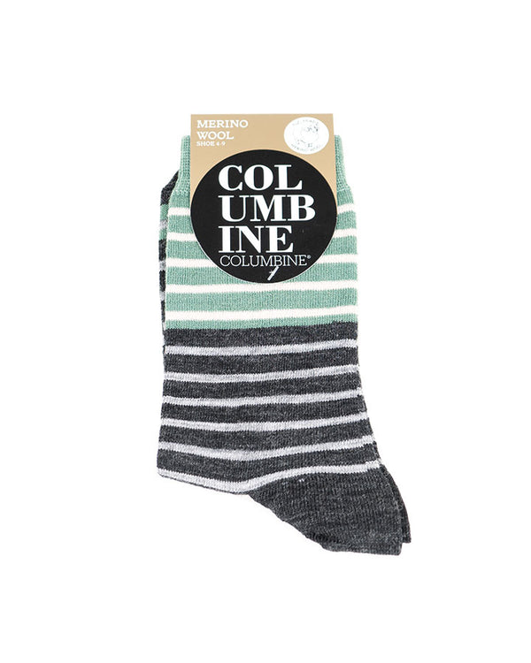 Merino Socks Fashion Stripe Mix Green