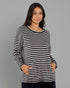 Mixed Stripe Top Navy/Oyster Yarra Trail