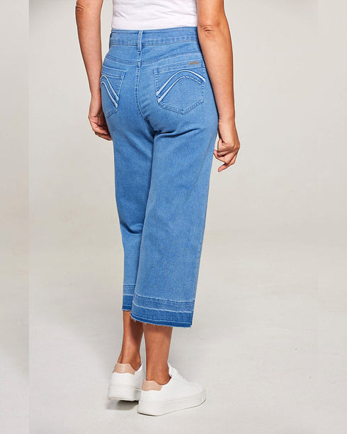 Newport Apollo Wide Leg Release Hem Jeans - Light Blue