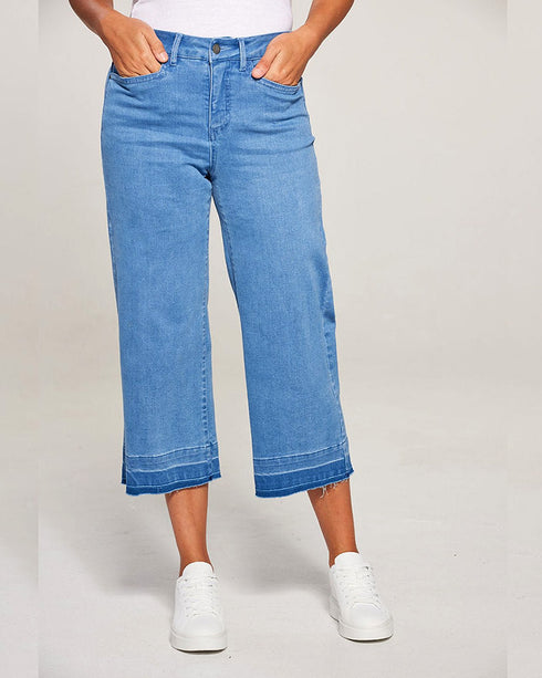 Newport Apollo Wide Leg Release Hem Jeans - Light Blue