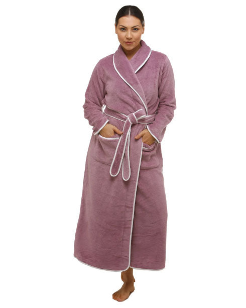 Yuu Satin Trim Wrap Front Robe/Dressing Gown - Mulberry