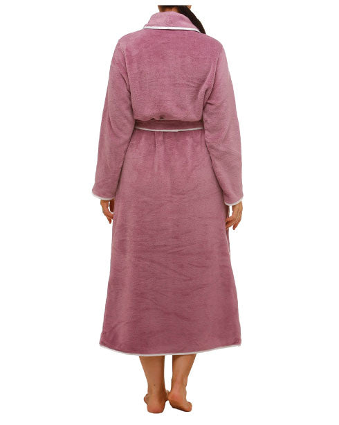 Yuu Satin Trim Wrap Front Robe/Dressing Gown - Mulberry
