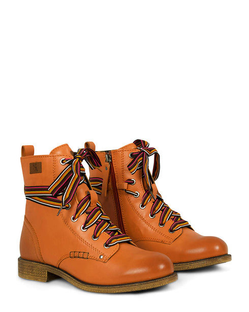 Le Sansa Rosa Orange Boot - Zip and Lace