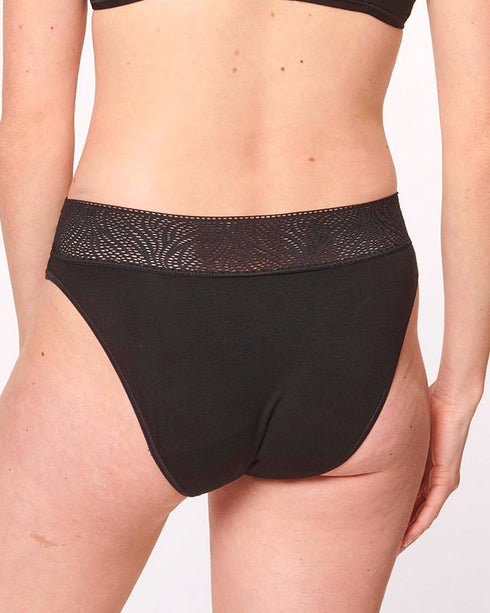 Buy SLOGGI Black GO Ribbed Cotton Blend High Rise Women's Hipster Panties