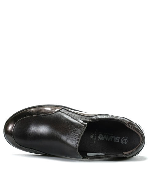 Suave Biarritz Slip on Leather Shoe - Soot Combo