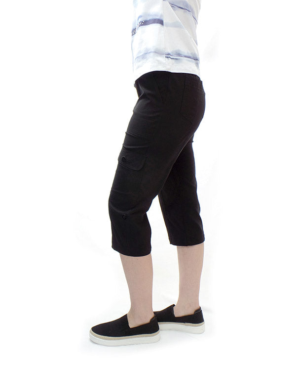 Vivid 2 Hem Cotton Rayon Pants V3903 Black