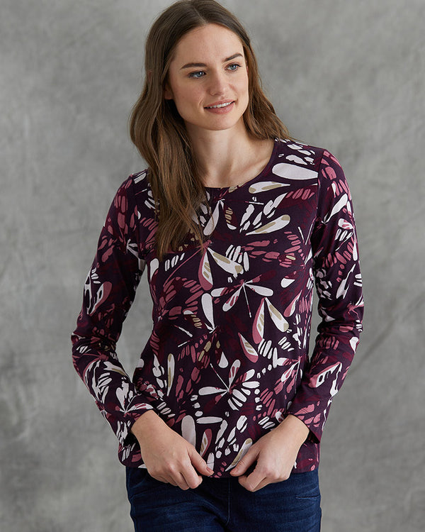 Yarra Trail Foliage Print Long Sleeve Top