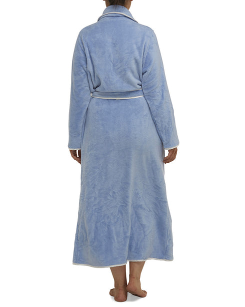 Yuu Satin Trim Wrap Front Robe/Dressing Gown Winter Blue